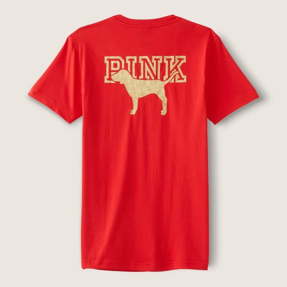 🆕VS PINK ✨SHINE ✨CAMPUS SHORT SLEEVE TEE. NWT!